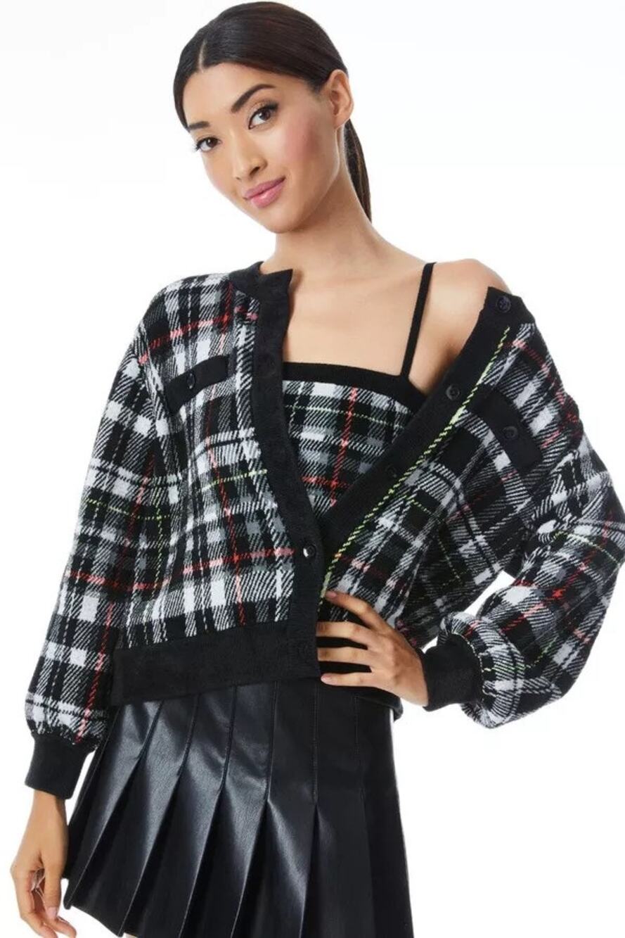 Alice + Olivia Verena Jacquard Textured Cardigan